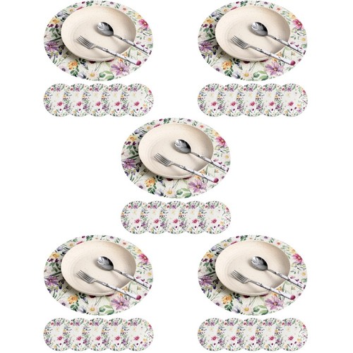 Floral pattern linen placemats - floral,