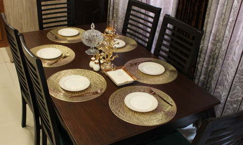 6pcs gold placemats round - 6pcs,