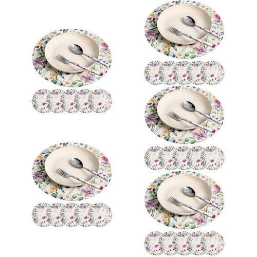 Round floral placemats set - round,