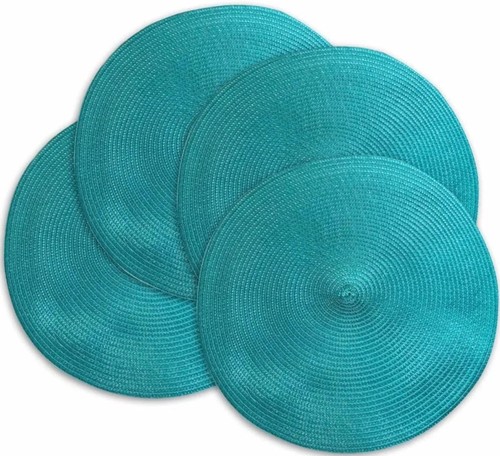 Dark teal round placemats set - teal,