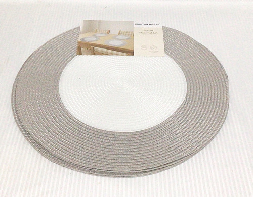 Round woven placemats - 4, grey