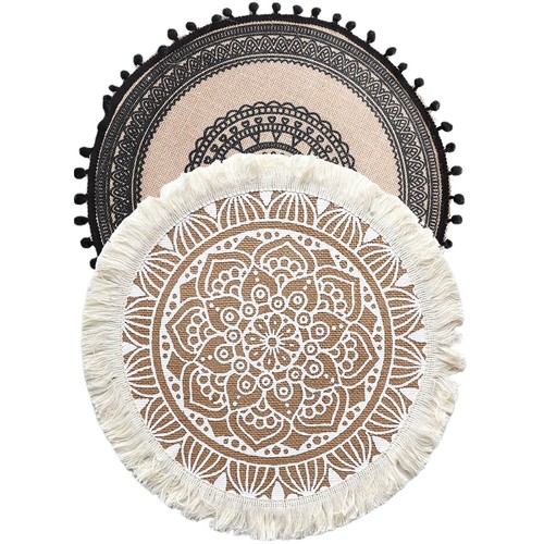 Woven jute table - -, large