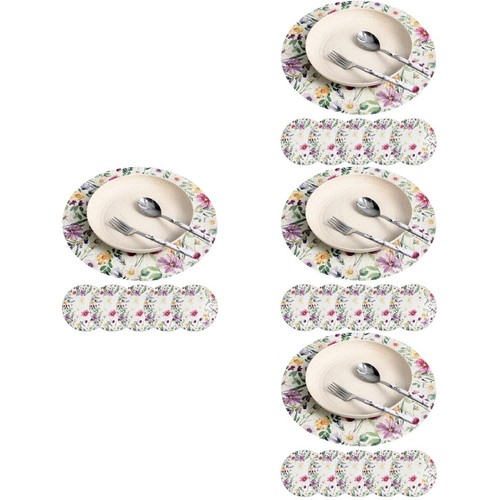 Round floral placemats set - round,