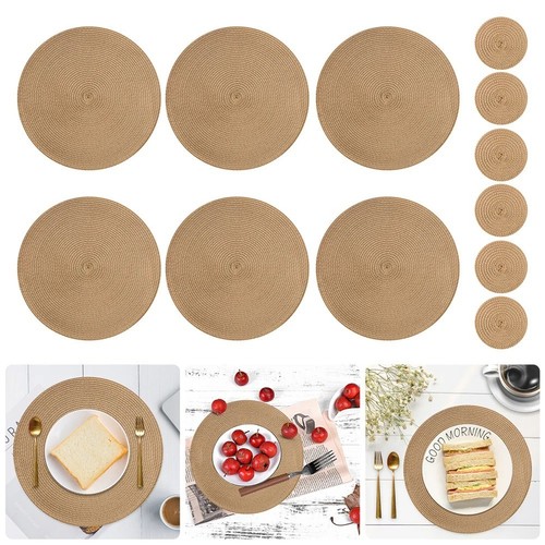 Round braided placemats - set, of