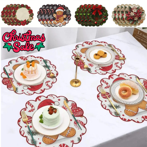 4pcs christmas round placemats - round,