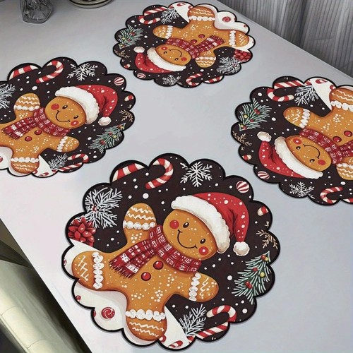 4pcs christmas round - 4pcs, placemats