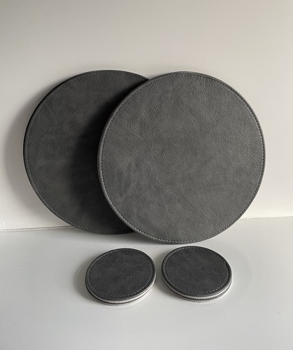 New set textured round grey - textured,
