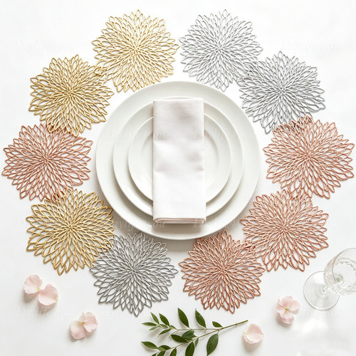 10pcs gold placemats - placemats, round