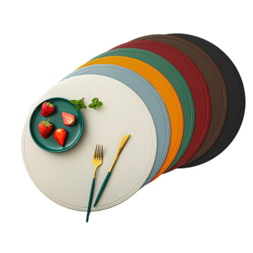 Round faux leather - faux,