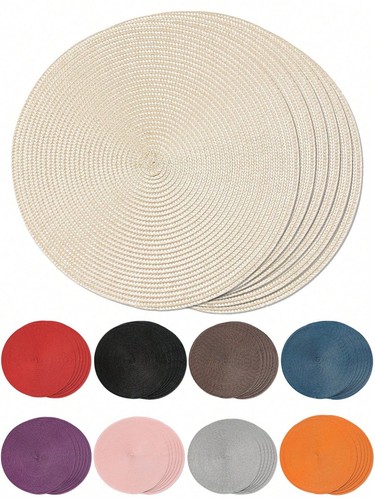 Pcs round woven placemats - 6,