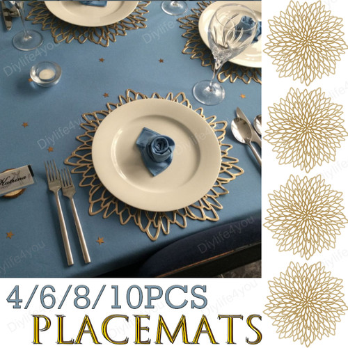 10pcs gold placemats round - gold,
