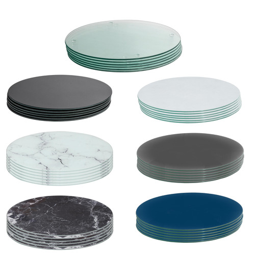 Round glass placemats - 6x,