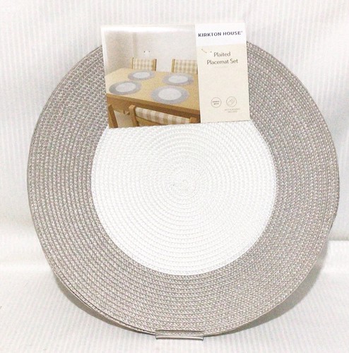 Round placemats woven grey - 4,